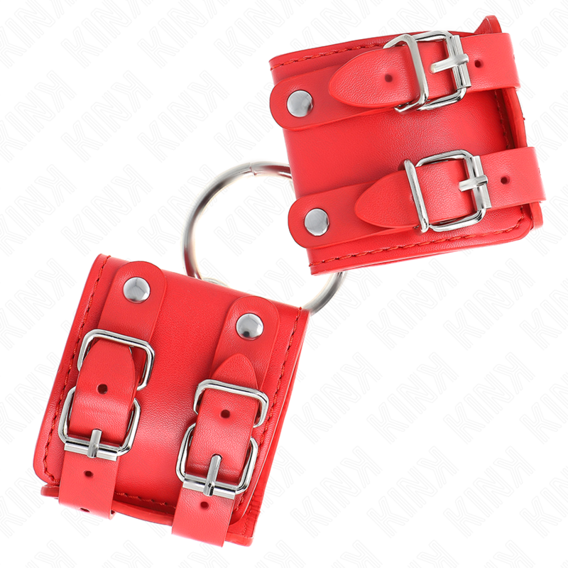 KINK - WRIST SUPPORT WITH RINGS AND STUDS, RED, ADJUSTABLE, 17-22 CM X 6.5 CM