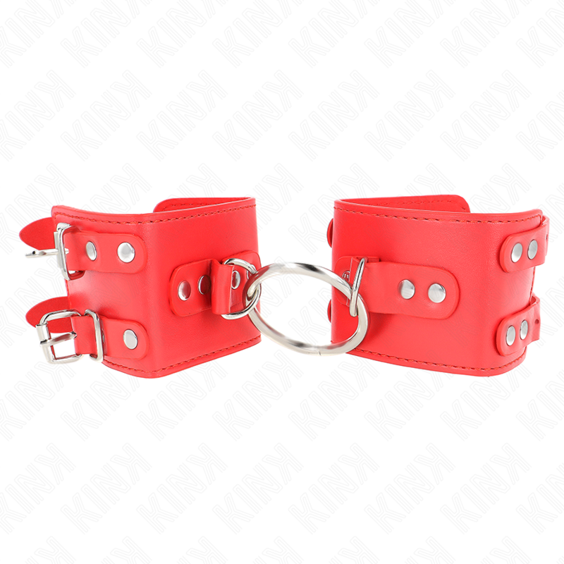 KINK - WRIST SUPPORT WITH RINGS AND STUDS, RED, ADJUSTABLE, 17-22 CM X 6.5 CM
