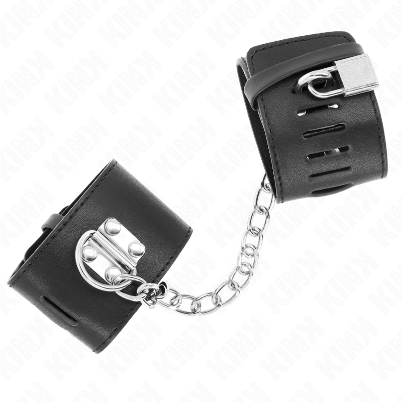 KINK - FIXED WRISTBANDS WITH 30 CM CHAIN AND ADJUSTABLE BLACK PADLOCK CLOSURE 16-23 CM X 5.5 CM