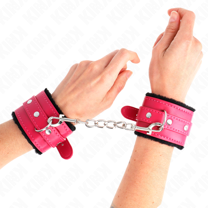 KINK - PREMIUM BLACK LINED WRISTBANDS WITH ADJUSTABLE FUCHSIA STRAP 17-29 CM X 6 CM