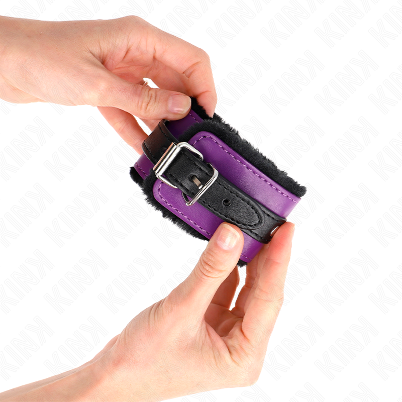 KINK - PREMIUM BLACK LINED WRISTBANDS WITH ADJUSTABLE VIOLET/BLACK STRAP 17-29 CM X 6 CM