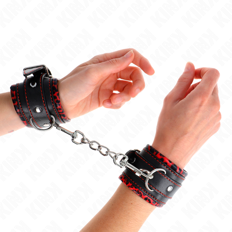 KINK - RED / BLACK LINED WRISTBANDS ADJUSTABLE 17-29 CM X 6 CM
