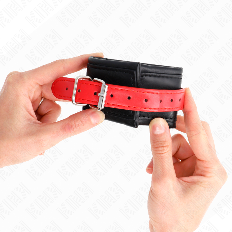 KINK - BLACK WRISTBANDS WITH ADJUSTABLE RED STRAP 17-28 CM X 6 CM