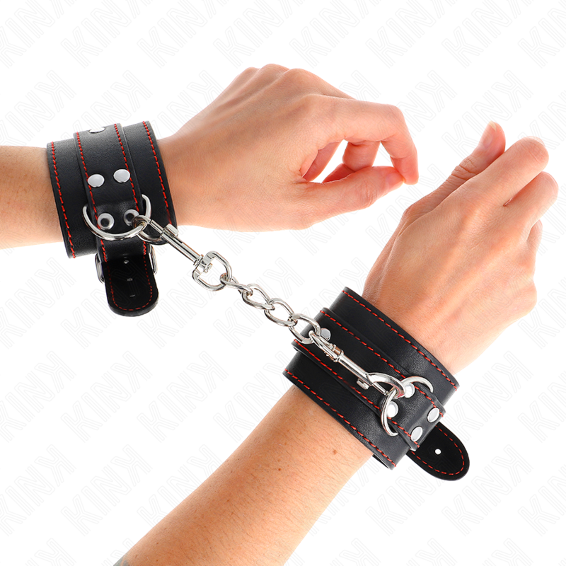 KINK - BLACK WRISTBANDS WITH RED DETAILS ADJUSTABLE 20-28 CM X 5.5 CM