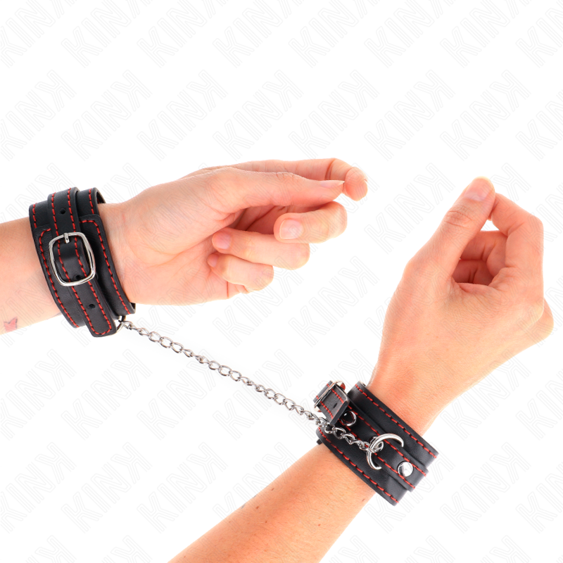 KINK - SMALL BLACK WRISTBANDS WITH RED DETAILS ADJUSTABLE 14-24 CM X 3.5 CM