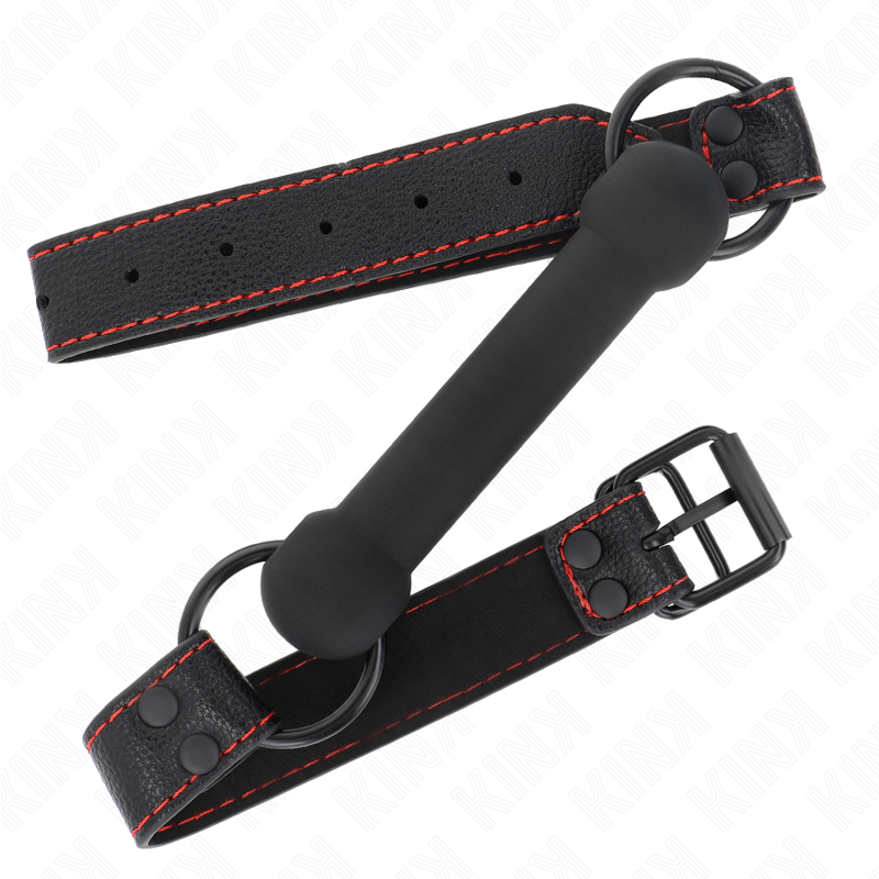 KINK - BONE-SHAPED GAG WITH ADJUSTABLE BLACK LEATHERETTE STRAP 41-57 CM