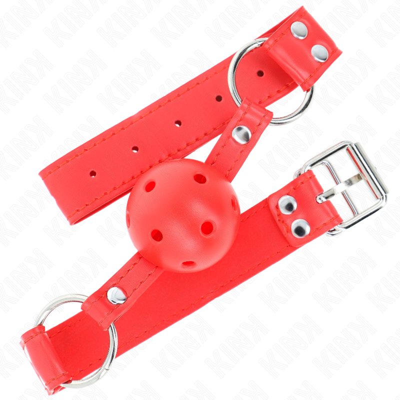 KINK - 4.5 CM HARD HOLLOW RED BALL GAG COMPLETE 62 x 2 CM
