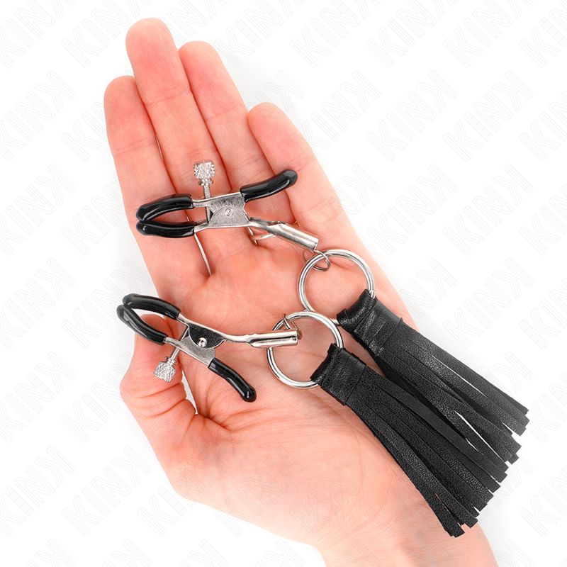 KINK - 6 CM LEATHERETTE TASSEL NIPPLE CLAMPS