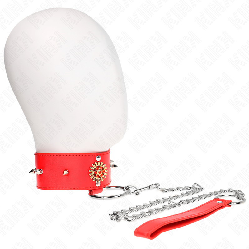 KINK - 65CM RED DIAMOND NECK LEASH COLLAR ADJUSTABLE 35-51CM X 7CM