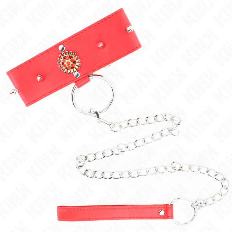 KINK - 65CM RED DIAMOND NECK LEASH COLLAR ADJUSTABLE 35-51CM X 7CM