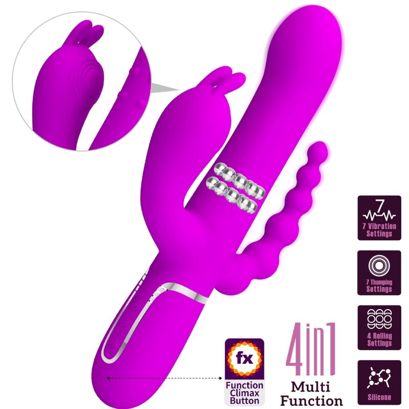 PRETTY LOVE - CAMMY TRIPLE MULTIFUNCTIONAL VIBRATOR 4 IN 1 PINK