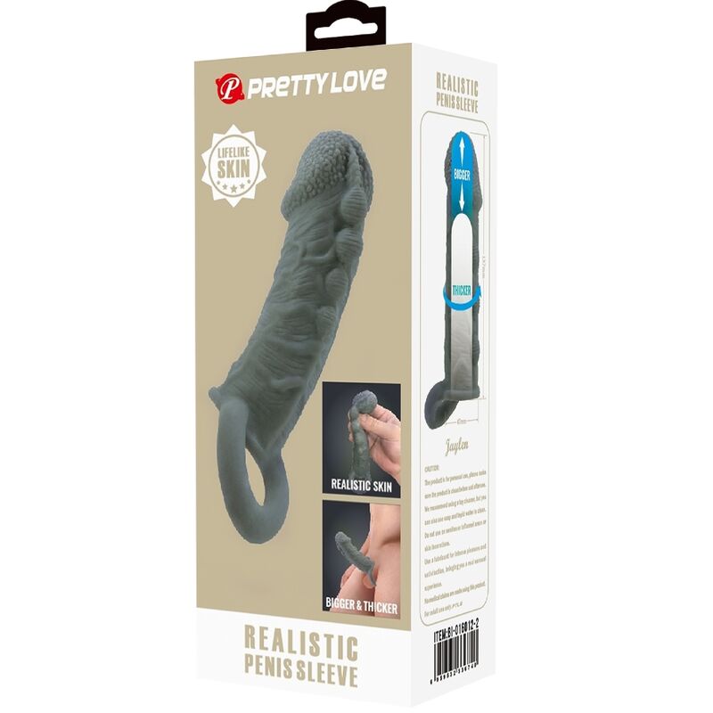 PRETTY LOVE - REALISTIC PENIS ENLARGING AND DELAY SLEEVE - GREY