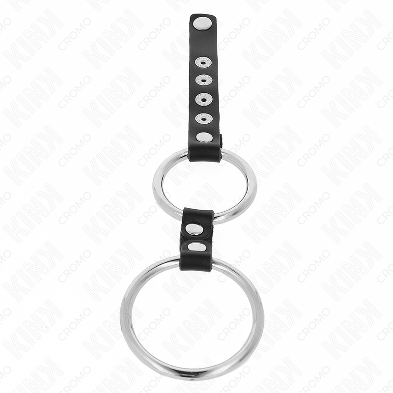 KINK - DOUBLE METAL COCK RING 3.8 CM TO 5 CM CONNECTED WITH LEATHER