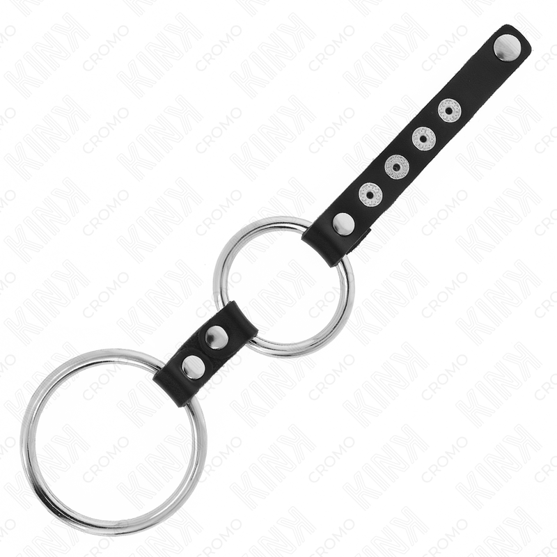 KINK - DOUBLE METAL COCK RING 3.8 CM TO 5 CM CONNECTED WITH LEATHER