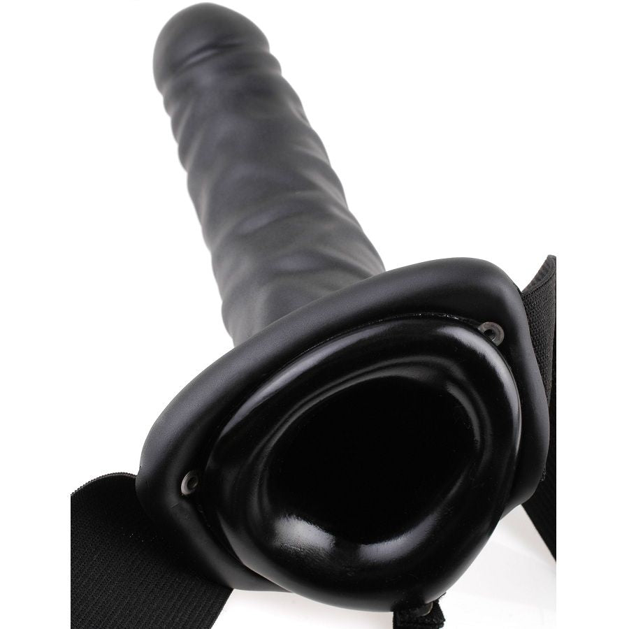 FETISH FANTASY SERIES - 19 CM BLACK HOLLOW VIBRATING HARNESS