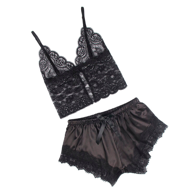 SUBBLIME - 953942 PIJAMA SEXY SATEN Y ENCAJE NEGRO L/XL