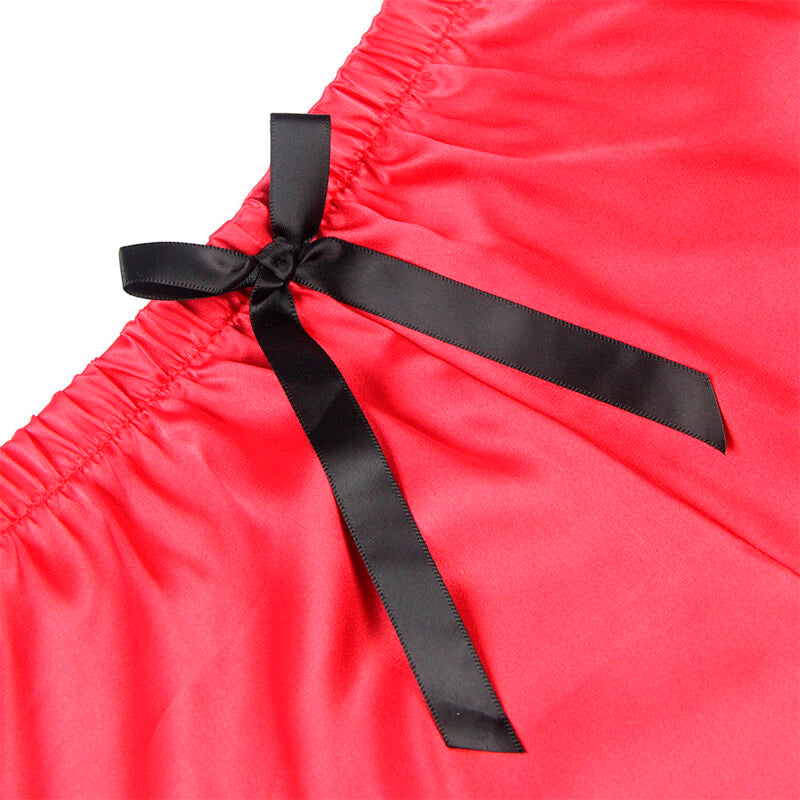 SUBBLIME - 953966 PIJAMA SEXY SATEN Y ENCAJE NEGRO/ROJO L/XL