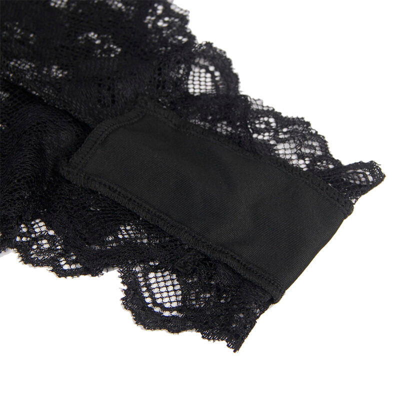 SUBBLIME - 930806 SEXY BLACK RUFFLE BODYSUIT S/M