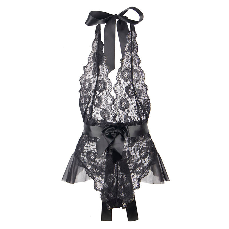 SUBBLIME - 930882 SEXY BODYSUIT WITH RUFFLES BLACK L/XL