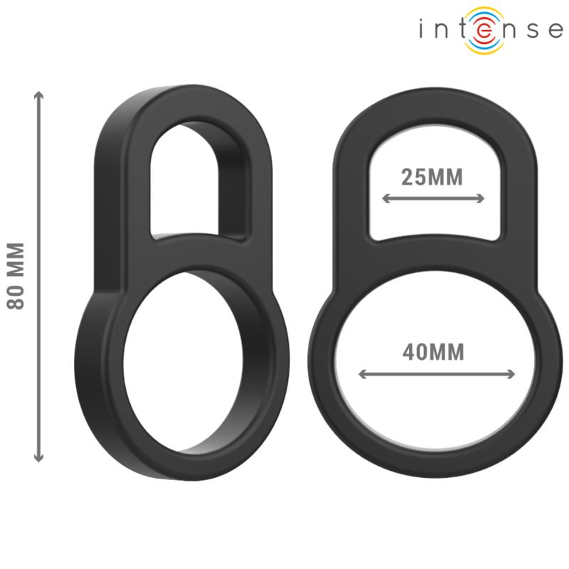 INTENSE - BOBBY DOUBLE COCK RING BLACK SILICONE