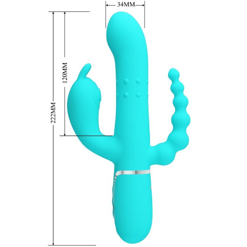 PRETTY LOVE - CAMMY TRIPLE RABBIT VIBRATOR MULTIFUNCTION 4 IN 1 BLUE