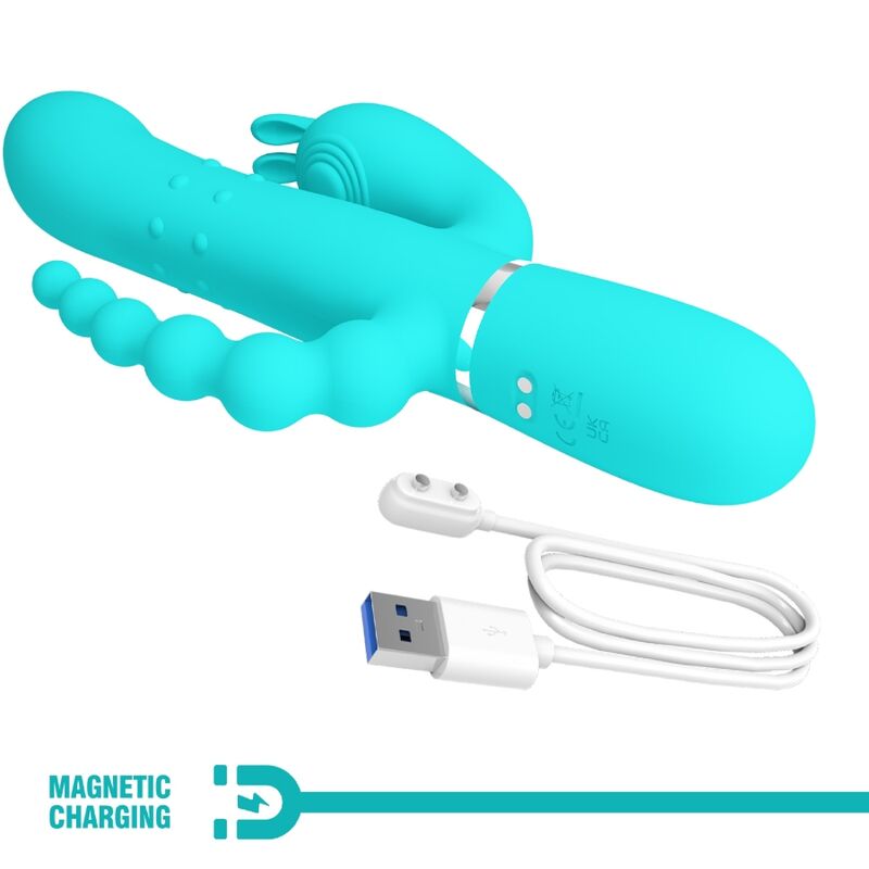 PRETTY LOVE - CAMMY TRIPLE RABBIT VIBRATOR MULTIFUNCTION 4 IN 1 BLUE