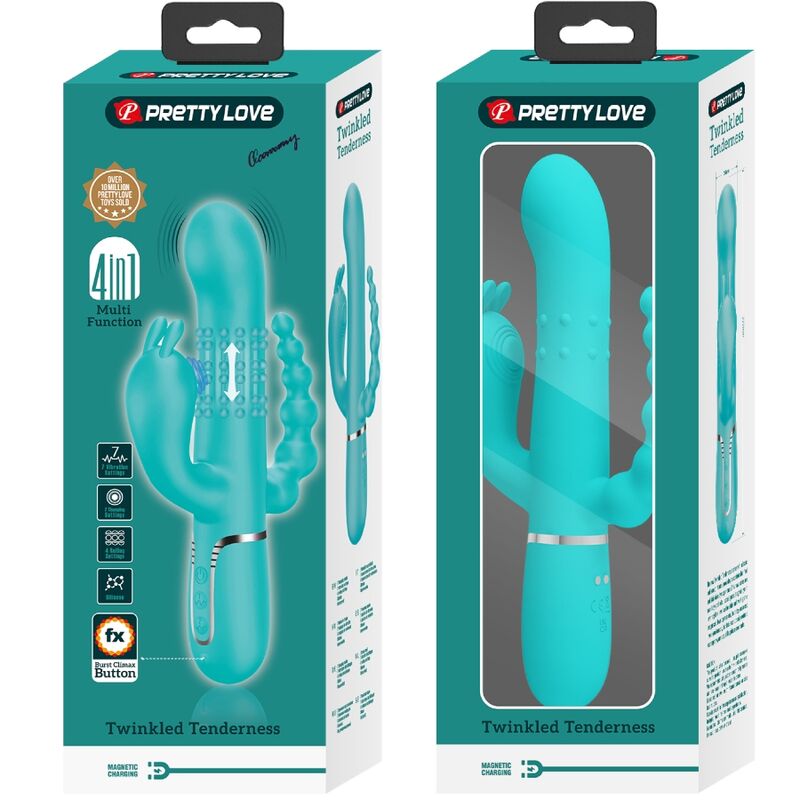 PRETTY LOVE - CAMMY TRIPLE RABBIT VIBRATOR MULTIFUNCTION 4 IN 1 BLUE