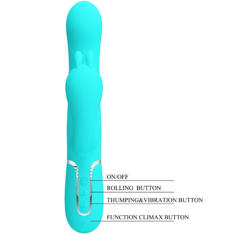 PRETTY LOVE - CAMMY TRIPLE RABBIT VIBRATOR MULTIFUNCTION 4 IN 1 BLUE
