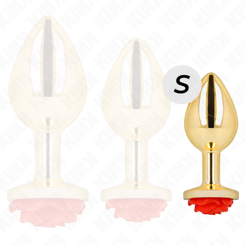 KINK - GOLD ANAL PLUG RED ROSE SIZE S