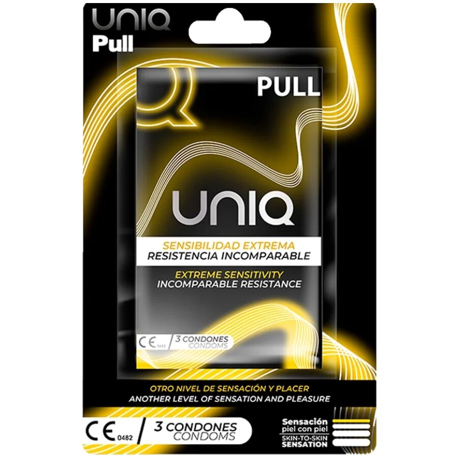 UNIQ - PULL PRESERVATIVOS CON TIRAS SIN LATEX 3 UNIDADES