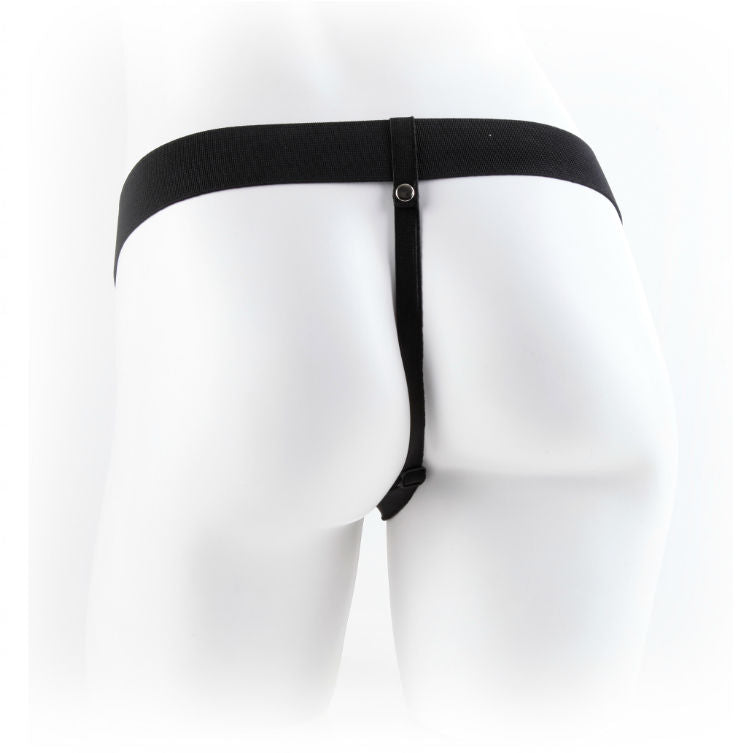 FETISH FANTASY SERIES - 7 HOLLOW VIBRATING HARNESS WITH TESTICLES MAN 17.8 CM LILAC