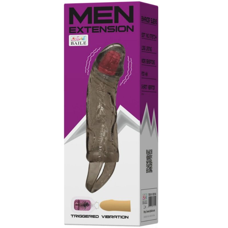 BAILE - VIBRATING PENIS EXTENSION SLEEVE WITH STRAP FOR TESTICLES 13.5 CM