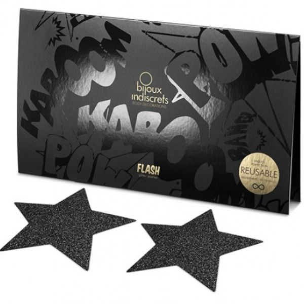 BIJOUX - CACHE TÉTONS INDISCRETS FLASH ÉTOILE NOIRE