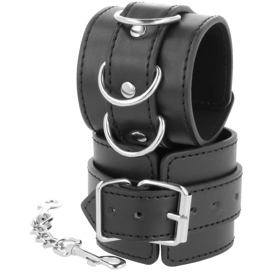 DARKNESS - ADJUSTABLE LEATHER ANKLE CUFFS BLACK