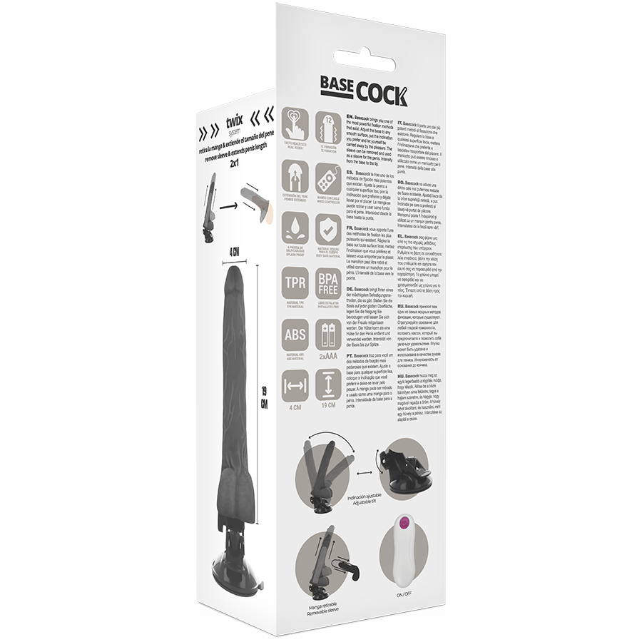 BASECOCK - VIBRATEUR RÉALISTE NATUREL À TÉLÉCOMMANDE 19 CM -OU- 4 CM
