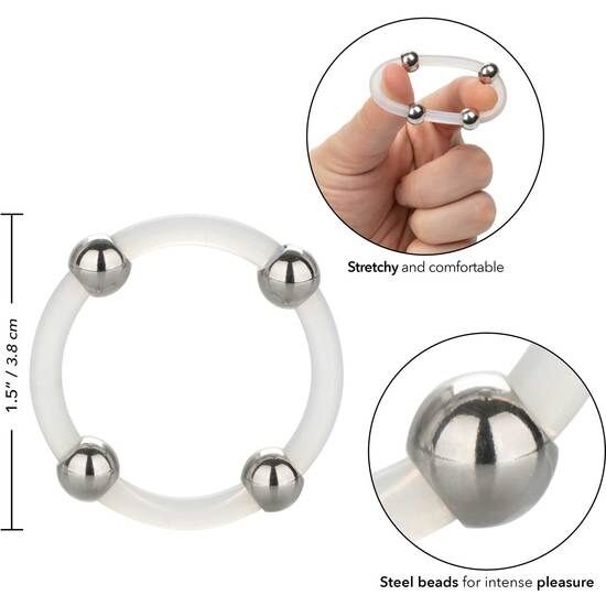 CALEXOTICS - SILICONE RING WITH STEEL BEADS SIZE L