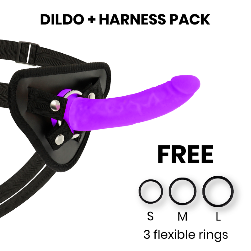 DELTA CLUB - TOYS HARNESS + LILAC MEDICAL SILICONE DILDO 17 CM -O- 3 CM