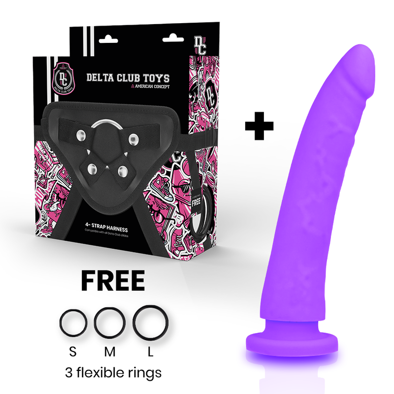 DELTA CLUB - TOYS HARNESS + LILAC MEDICAL SILICONE DILDO 20 CM -O- 4 CM
