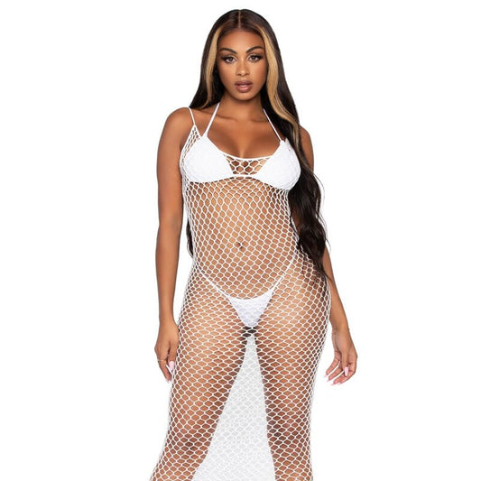 LEG AVENUE - ROBE LONGUE EN FILET TRESSÉ DOS NU NOIR