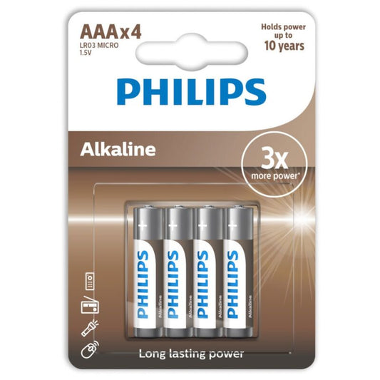 PHILIPS - PILE ALCALINE AAA LR03 BLISTER*4