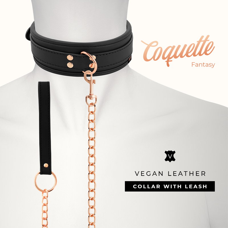 COQUETTE CHIC DESIRE - FANTASY VEGAN LEATHER NECKLACE WITH STRAP AND NEOPRENE LINING