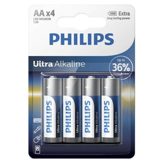 PHILIPS - BLISTER DE PILES ULTRA ALCALINES AA LR6*4