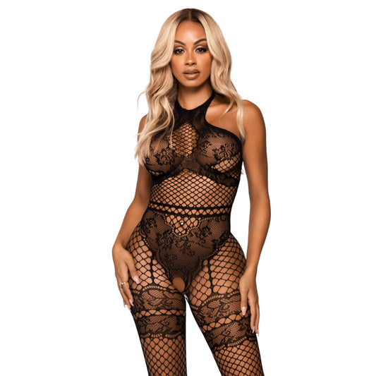 LEG AVENUE - BODYSTOCKING COL LICOU TAILLE UNIQUE - NOIR