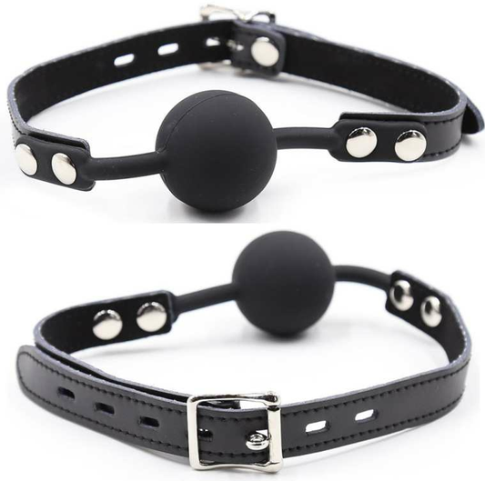 OHMAMA FETISH - SILICONE GAG WITH LEATHER STRAP (PADLOCK INCLUDED)