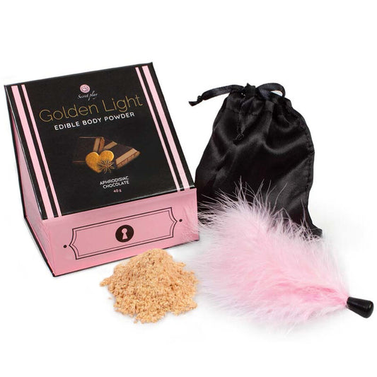SECRETPLAY - GOLDEN LIGHT KIT EDIBLE POWDER AND APHRODISIAC CHOCOLATE FEATHER