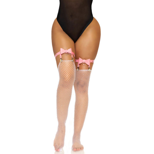 LEG AVENUE - VEGAN LEATHER HIGH GARTER BELT ONE SIZE - BLACK