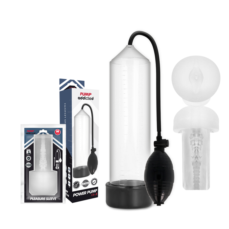PUMP ADDICTED - RX3 CLEAR ERECTION PUMP WITH MASTURBATOR