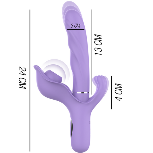 INTENSE - BILLIE VIBRATEUR MULTIFONCTION RECHARGEABLE A VENTOUSE AVEC BOUTON POUSSOIR VIOLET