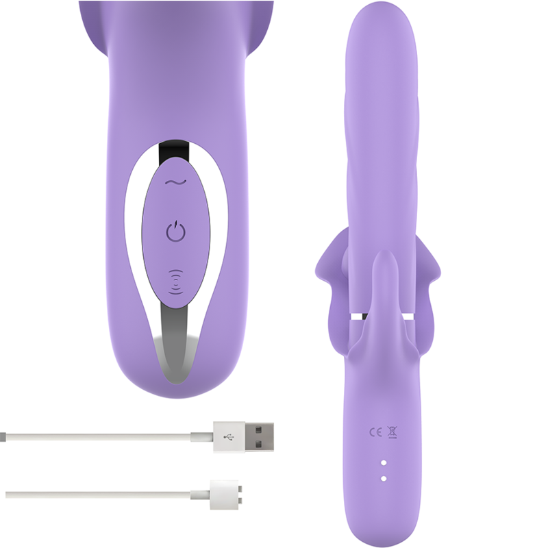 INTENSE - BILLIE VIBRATEUR MULTIFONCTION RECHARGEABLE A VENTOUSE AVEC BOUTON POUSSOIR VIOLET