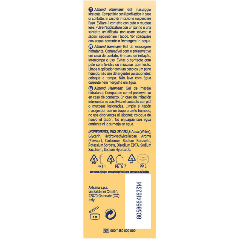 CONTROL - GEL DE MASSAGE 3 EN 1 AU LAIT D'AMANDE 200 ML